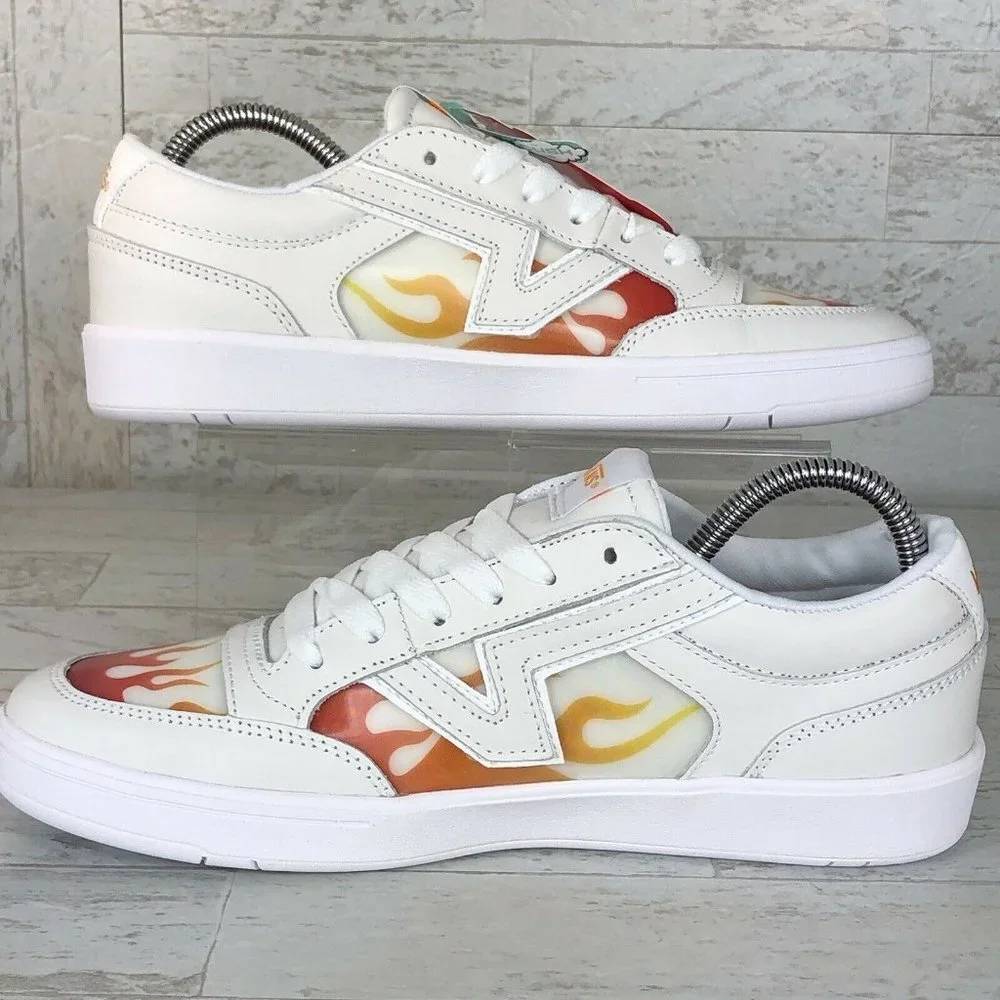VANS Lowland Cc True White Flame Sneakers Skate‎ Shoes Mens Size 9.5- Women's 11